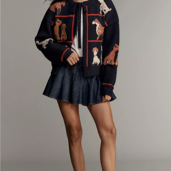 Anthropologie (Maeve) Dogs Tie-Front Cardigan - Picture 4 of 4